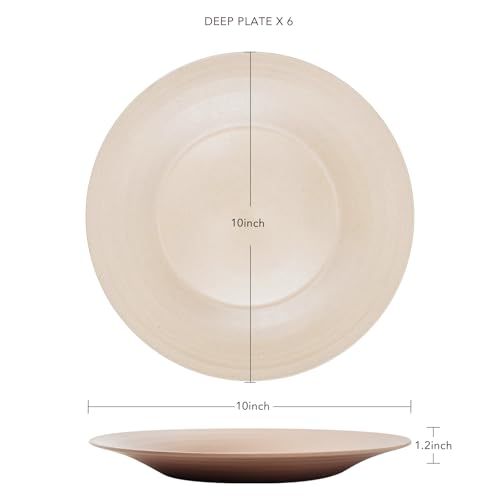 Image of 10inch /6pcs Dishwasher & Microwave Safe Wheat Straw Plates, Alternative for Plastic Plates, Lightweight Reusable Unbreakable Dinner Plates, Non-toxin, BPA Free for Kids Adults