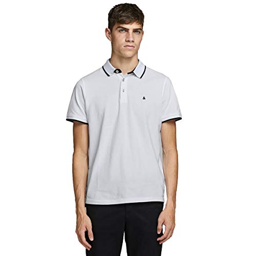 JACK & JONES Jjepaulos Polo Ss Noos, Hombre, Blanco (White Detail: Slim Fit), Large