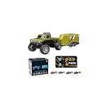 tkerinse Mini RC Truck, 1/64 Scale Alloy Truck Toy, Remote Control Semi Trucks with Trailer, USB Rechargeable RC Car Offroad Toys Micro Car Gifts for Adults Kids (Green)