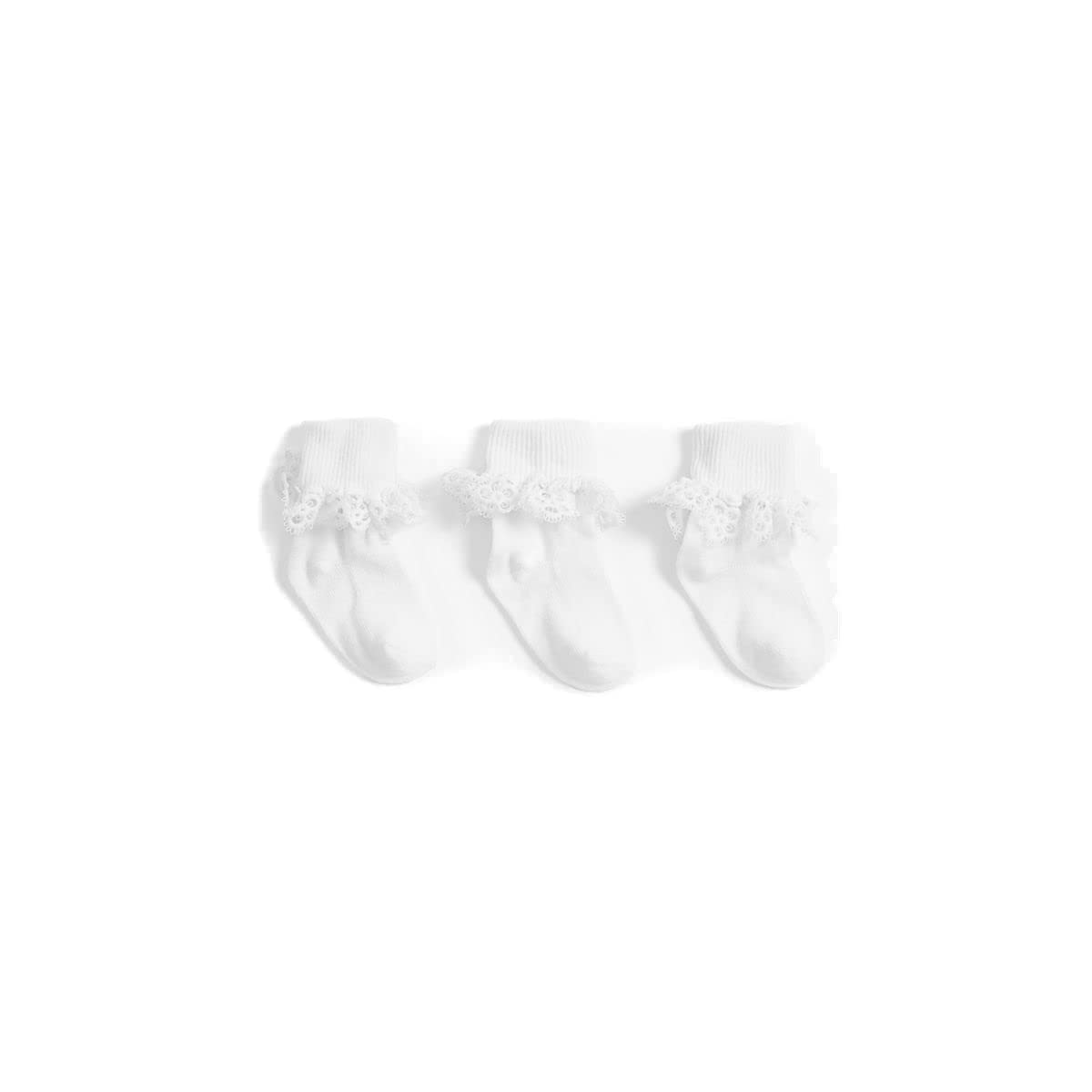 MothercareGirls White Lace Turn-Over-Top Socks - 3 Pack
