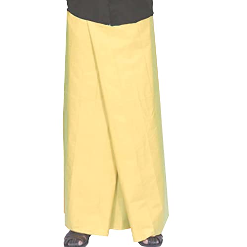 Men's Pure Cotton Lungi Sarong Mundu Dhoti Kaili India Ethnic Dress Solid Colors (Beige)