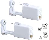 2 Pack Self Ear Piercing Gun Earring Disposable Piercing Kit No Pain Easy Use Ear Piercing Gun Kit Tool with Stud (Silver)