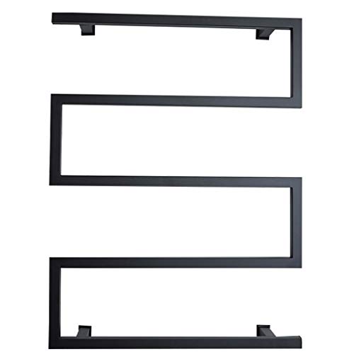 Calentador de toallas eléctrico, estante de secado de toallas de acero inoxidable 304, montado en la pared para baño, cocina, plateado, negro, 80 cm, 90 cm (negro 80 cm)