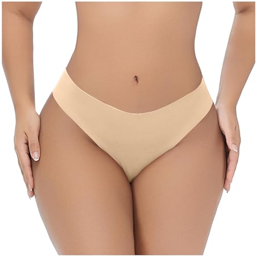 Zzalalana Womens Underwear Ice Silk Sexy Panties Cheeky Briefs Lingerie Low Rise Comfy Breathable Underpants Beige