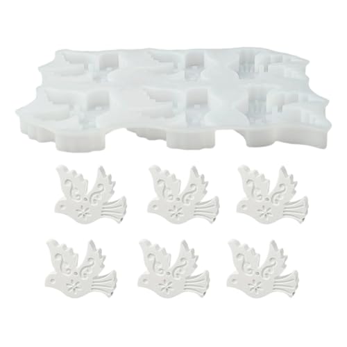Hobngmuc Moules En Silicone D'Oiseaux, Moule En Silicone 6 Cavités Colombe De La Paix, Mold Artisanal Pour Béton Et Plâtre Pour Décoration De Table, Molds...