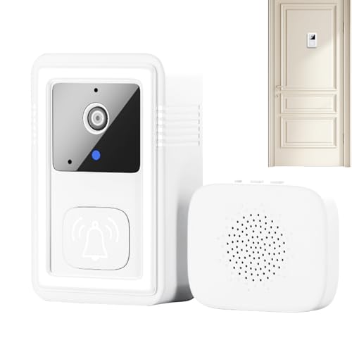 Cámara de timbre WiFi inteligente: timbre de video inalámbrico de alta definición, soporte adhesivo | Instalación fácil con visión nocturna para pisos, apartamentos, alertas de movimiento de casas par