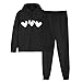 Today Deals Prime Womens 2 Piece Outfits Sweatsuits Heart Print Hoodies Sweatshirt Joggers Lounge Set Fall Winter Tracksuit with Pocket Conjuntos De 2 Piezas