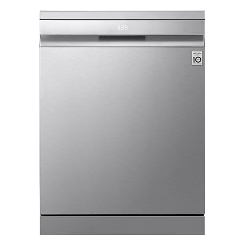 LG DF587HVS Lavastoviglie Libera Installazione Classe A -10%, 14 Coperti, Lavaggio a Vapore TrueSteam, LED Esterno, Sistema QuadWash, 4 Bracci Irroratori, Serie 5, Auto-Apertura, 43dB, Wi-Fi, Grigia