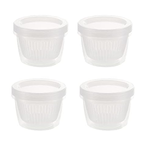 UtySty 4 Pack Onion Keeper Onion Saver Storage Container 2 Layer with Strainer Odor-Free 0.5L Holder Organizer for Refrigerator Chopped Ginger Garlic Fridge Berry Blueberries Tomato Avocado Lemon Cover