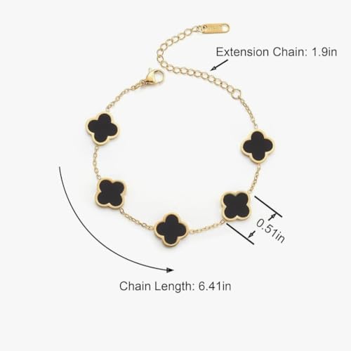 18K Gold Plated Clover Lucky Bracelet for Women Flower Four Leaf Link Bracelets Trendy Jewelry Gifts for Women2