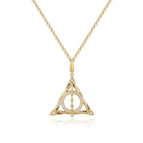 FANCIME Harry Potter x Kollaboration - Deathly Hallows Halskette Gelb Plated Copper Pendant Halskette Schmuckgeschenke für Damen Mädchen