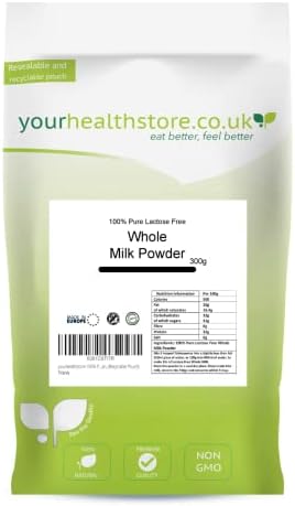 yourhealthstore 100% Pure Lactose Free Whole Milk Powder 300g, No Additives, No Added Sugar, No Soy Lecithin, Vegetarian, (Recyclable Pouch)