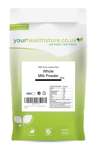 yourhealthstore 100% Pure Lactose Free Whole Milk Powder 300g, No Additives, No Added Sugar, No Soy Lecithin, No Bovaer, Vegetarian, (Recyclable Pouch)