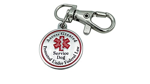 Service Dog Tag Double Sided Red Medical Alert Symbol Medal for Small Dogs Use for Collars Harness Vest Easy to Switch Pet ID