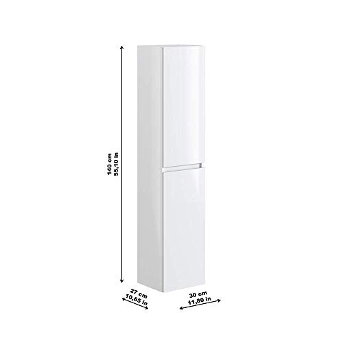 Amazon Brand - Movian Argenton - Wall-mounted Bathroom Cabinet, 2-Doors 4-Shelves, 30 x 27 x 140 cm, White Amazon Brand - Movian Argenton - Wall-mounted Bathroom Cabinet, 2-Doors 4-Shelves, 30 x 27 x 140 cm, White