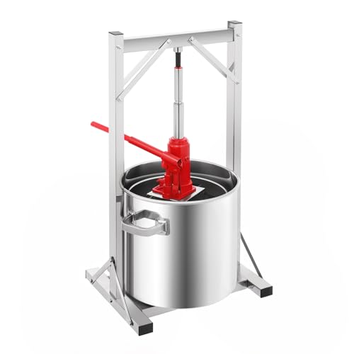Stainless Steel Hydraulic Jack Press Extractor Fruit Wine Press 5.81 Gallon 100% Nature Juice Making Manual Juice Maker for Rice Wine, Honey, Vegetables, Wine, Cheese, Etc