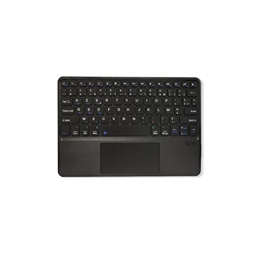 WE Coque Clavier Universel 9-11 Pouces [AZERTY Français] Etui de Protection Housse en Similicuir avec Clavier Bluetooth 3.0 sans Fil Amovible et Aimanté - Gris