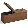 SONGMICS Storage Ottoman 35 Gal Storage Chest Folding Footrest Bench 660 lb Load Capacity Synthetic Leather 15 x 43 x 15 Inches Coffee Brown ULSF075K01
