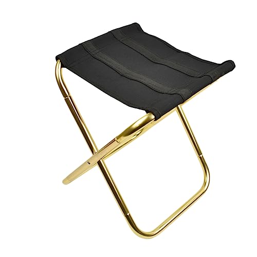 Toyvian Lightweight Portable Folding Stool Collapsible Iron Chair for Outdoor Activities Fishing Camping BBQ and Travel Durable Design Black Golden Color