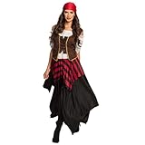 Boland - Disfraz de Pirata Tornado Adulto, vestido, corsé, pañuelo en la cabeza, para mujer, pirata, bucanera, disfraz, carnaval, fiesta de disfraces