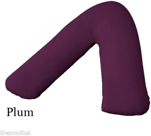 V-Shaped Orthopedic Poly-Cotton Pillow for Back&Neck/Nursing/Pregnency Support with Free Complimentary V-Case (Color-Plum)