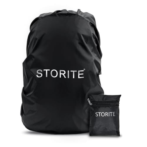 Image of Storite Dust & Rain Cover For Standard Backpack, 30L-35L, Black | With Pouch, Water Resistance, Dustproof, Elastic Adjustable, For School, College, Office, Trekking Bags