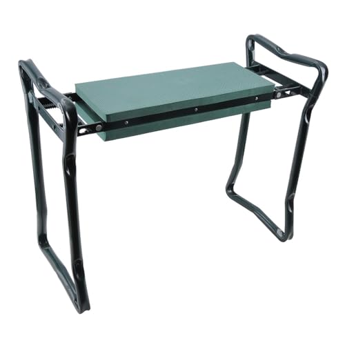 TERRE JARDIN Tabouret de Jardin Pliable 2 en 1 avec Agenouilloir - Siège de Jardin avec Coussin Mousse - Support Ergonomique pour Jardinage, Désherbage et Potager