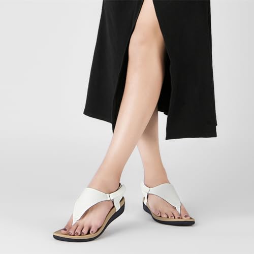 UTENAG Womens Arch Support Sandals Orthotic Thong Flip Flops +Comfort White Size 72