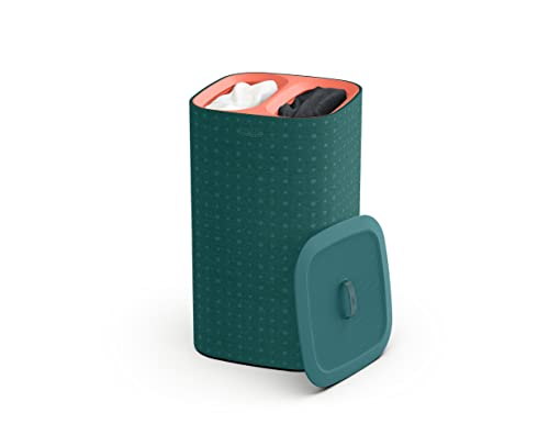 Image of Joseph Joseph Tota Pop - 60-liter Laundry Hamper Separation Basket with lid, 2 Removable Washing Bags with Handles- Green/Coral