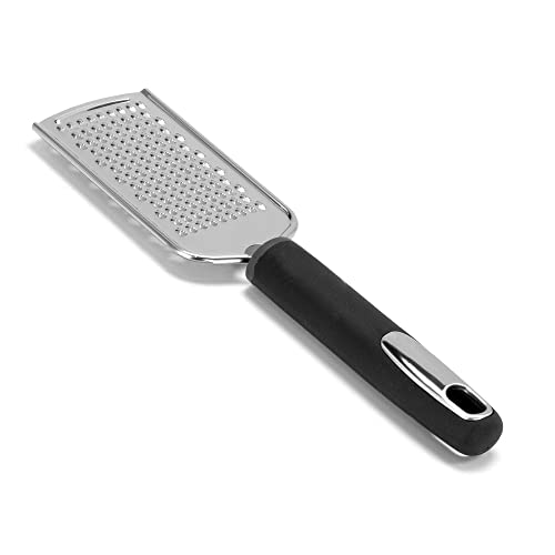 Dominion Cheese Grater Stainless Steel - Durable Rust-Proof Metal Lemon Zester Grater With Handle - Flat Handheld Grater For Cheese, Chocolate, Spices, And More - Black / Stainless Steel, 10 Inch #TOP3