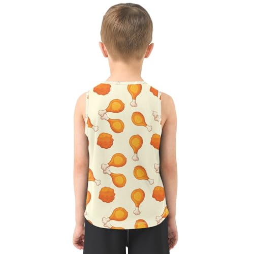 J JOYSAY Fried Chicken Piece Beige Boys Tank Top Sleeveless Muscle Shirts Quick Dry Kids T-Shirts 3-15T3