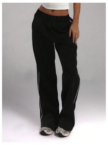 GORGLITTER Girl's Wide Leg Baggy Sweatpants Side Striped Lightweight Athletic Workout Gym Sweat Pants3