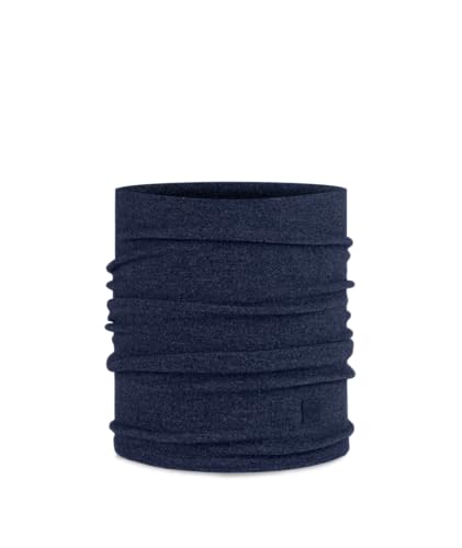 Buff Merino Wool Fleece Neck Gaiter, 100% Ethically Sourced Wool, Versatile, Temperature Regulating Face Mask, Solid Navy, Adult Size