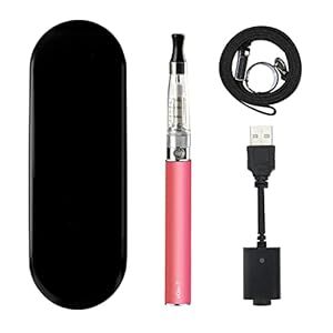 Discoball Kit Cigarette Electronique Complet Vape avec 1100mAh Ego Batterie CE4 1.6ml Atomiseur Cable de Charge Accrocher la Corde Ecig Cadeaux Debutants, Sans Nicotine Sans Tabac (Rose)
