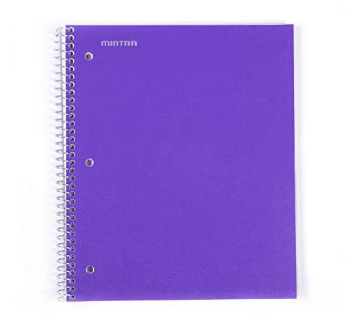 Mintra Office Durable Spiral Notebooks, 1 Subject, (Purple, 4x4 Graph 1pk), 100 Sheets, Poly Pocket, Moisture Resistant Cover, School, Office, Business, Professional