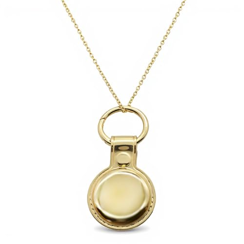 Sopopal For Air tag Necklace Gold Silver Necklace Holder Chain for Adults Women Men GPS Tracker Plastic Cover Compatible with Air Tag (Gold)