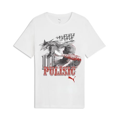 PUMA Mens Christian Pulisic American Dream T-Shirt White-for All Time Red SS26 Medium Pulisic American Dream Tee