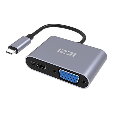 Adaptador USB C Thunderbolt 3 2 en 1 a HDMI 4K y VGA 1080P Cover