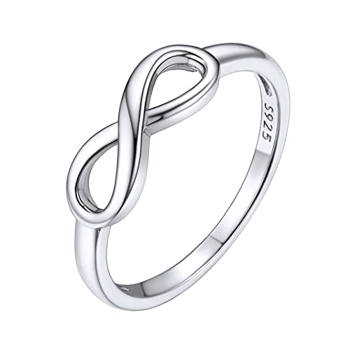 ChicSilver ChicSilver Personalized 925 Sterling Silver Ring Simple Infinity Knot Rings Custom Engraved Eternity Wedding Band Promise Rings Size 4-12