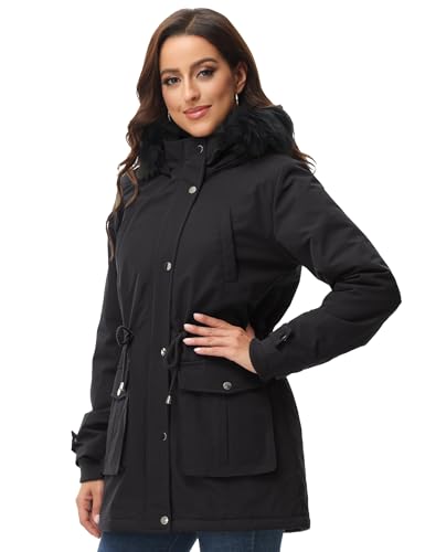 ROYAL MATRIX Women's Parka Coat Winter Warm Parka Jacket Fleece Lined Parka Coat Long Winter Coat with Hood2
