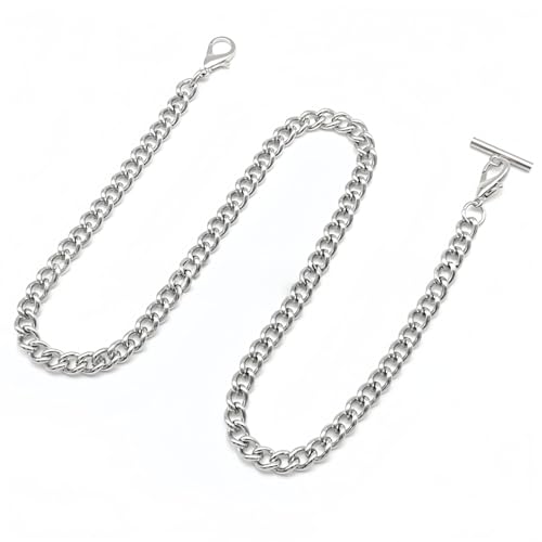 Heyumybit Reloj De Bolsillos Chaleco Cadena,Cadena de Reloj de Bolsillo con Barra en T y Cierres de Langosta,Reloj Cadena Enlace,Reloj Colgante Accesorios,Llavero De Cadenas De Relojs