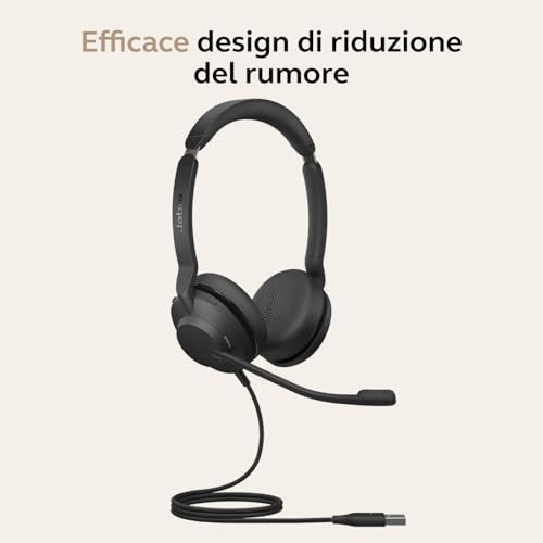 Jabra Evolve2 30 Se Cuffie Stereo, USB-A Ms Con Microfono A Cancellazione Di Rumore, Certificato Microsoft, Braccio, Busylight E Custodia Morbida - Nero - 3