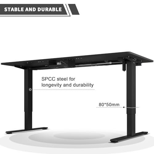 JUMMICO Höhenverstellbarer Schreibtisch 160 x 80 cm mit Kabelwanne, Höhenverstellbar Elektrisch Stehpult mit USB-Buchse, Computertisch, Ergonomischer Steh-Sitz Tisch, Bürotisch, Schwarz – Bild 6