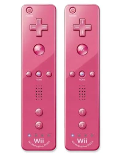 Image of Wii Remote with Motion Plus - Wireless Bluetooth Game Controller - Official Wii and Wii U Compatible - 2 Pack (Renewed) (Pink)