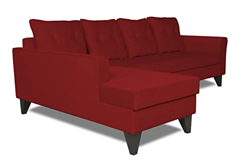 Image of Adorn India Maddox Tufted L Shape 6 Seater Sofa Set LHS (Maroon) (3 Year Warranty)