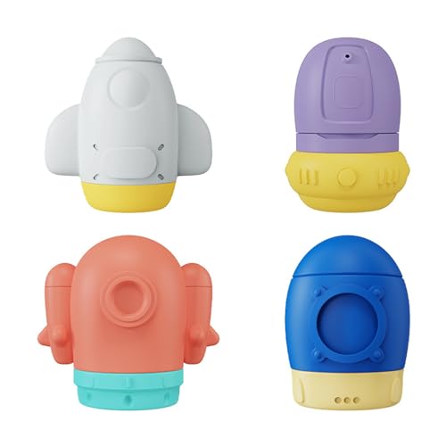 4Pack Baby Bath Toys, Squeezable Water Spray Bath Toys, Safe and Mold-Free Toddler Bath Toys, Soft Silicone Bathtub Toys for Babies 6 Months+