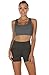 icyzone Strappy Sports Bra for Women - Supportive Gym Workout Yoga Bra with Removable Cups (S, Dark Gray)