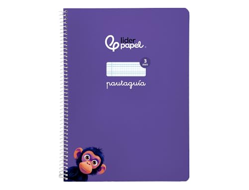 Cuaderno espiral liderpapel a4 pautaguia tapa blanda 80h 75 gr cuadro pautado 3mm color lila