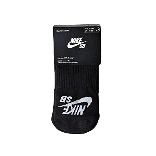 Nike Mens SB 3-Pack No Show Socks Black/White XL (Men's Shoe 12-15)2