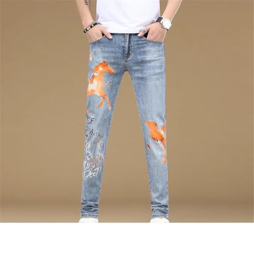 Men's Trousers Printing Breathable Comfortable Stretch Slim Fit Skinny Jeans2